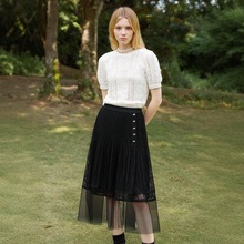 一手货源【佳人苑】品牌专柜撤柜！爱心扣水溶蕾丝网纱半身裙25夏