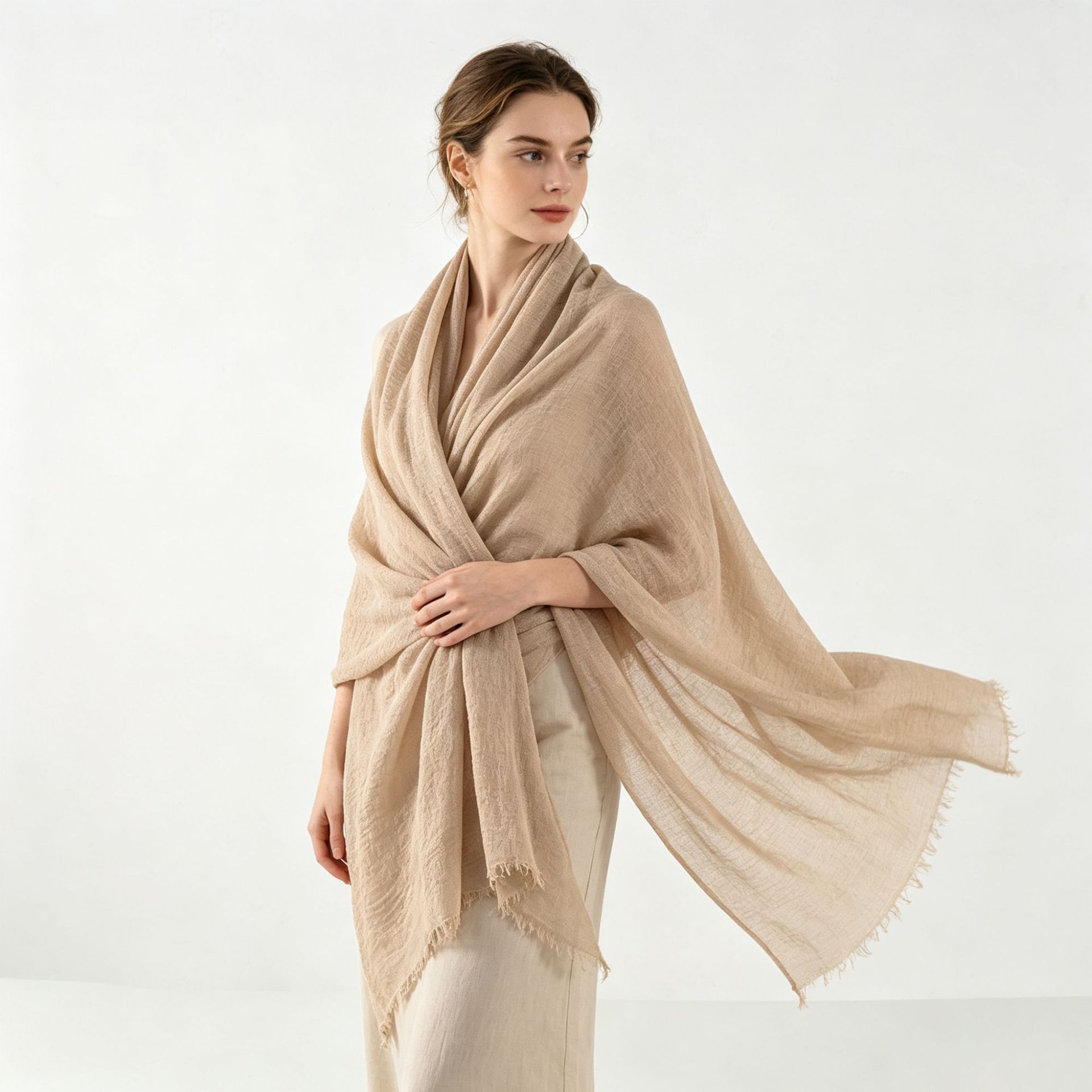 2026 Simple Long Scarf, Fashionable Commuter Warp-Knitted Shawl, Sun Protection, Southeast Asian Ethnic Style, Large Size Headscarf