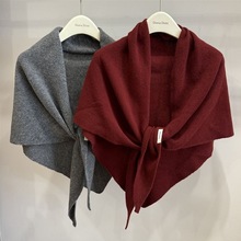 羊毛针织三角巾时尚保暖围巾围脖披肩早秋新款气质百搭纯色洋气女