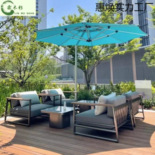 Outdoor Aluminum Alloy Sofa Garden Villa Terrace Courtyard Rainproof Balcony Living Room Coffee Table Model Room Combination Furniture