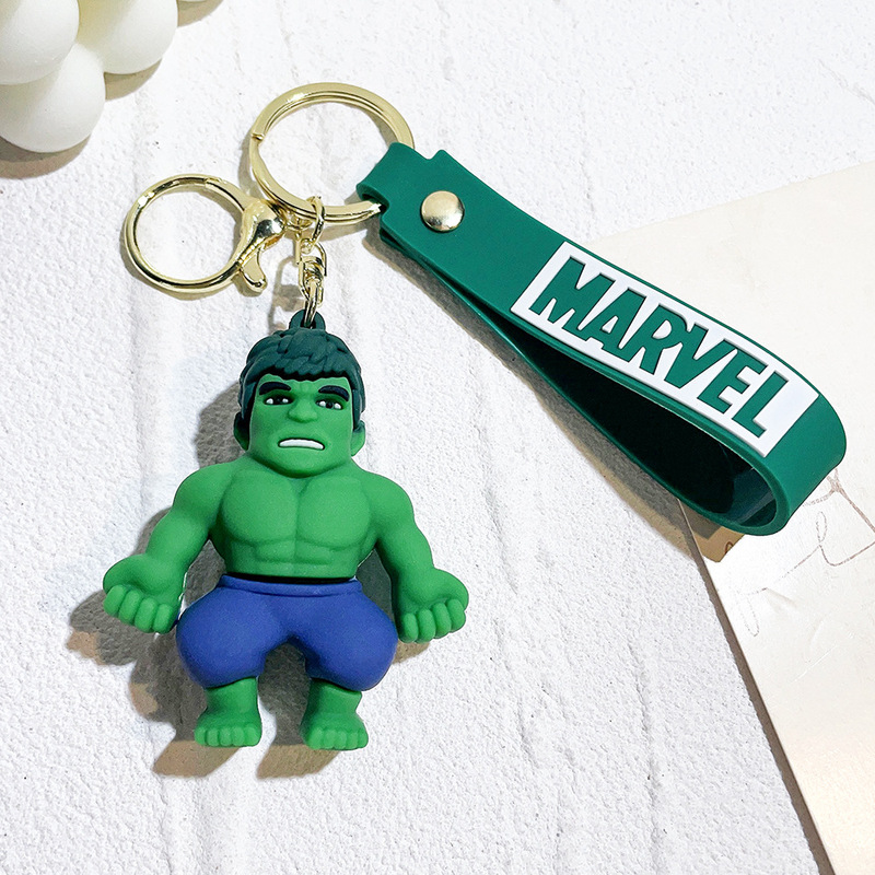 漫画スーパーヒーロー人形ストラップキーチェーンアイアンマン人形シンプルなキーホルダーかわいいペンダント卸売り|undefined