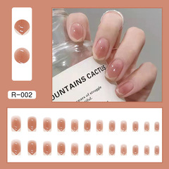 French gradient ombre wearable nail art, simple solid color false nail, detachable nail sticker set