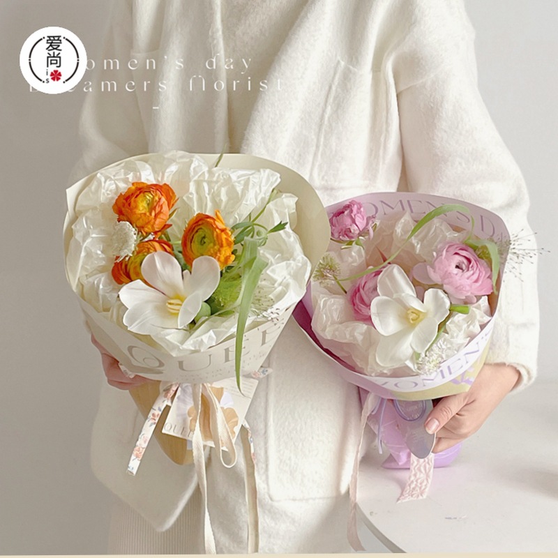 新款母亲节礼物抽象花卉系列包装纸复古油画纸鲜花花束包花纸海报