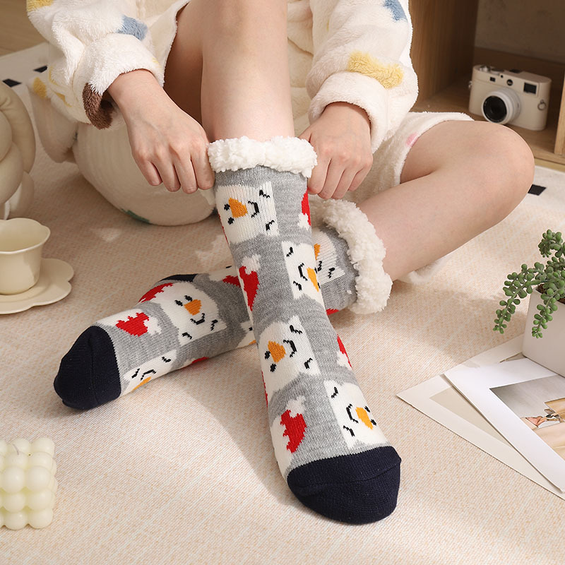Calcetines de lana de cordero para mujer, para invierno y Navidad, calcetines antideslizantes para adultos, para interiores, para la nieve, para la alfombra, para el hogar. image 4
