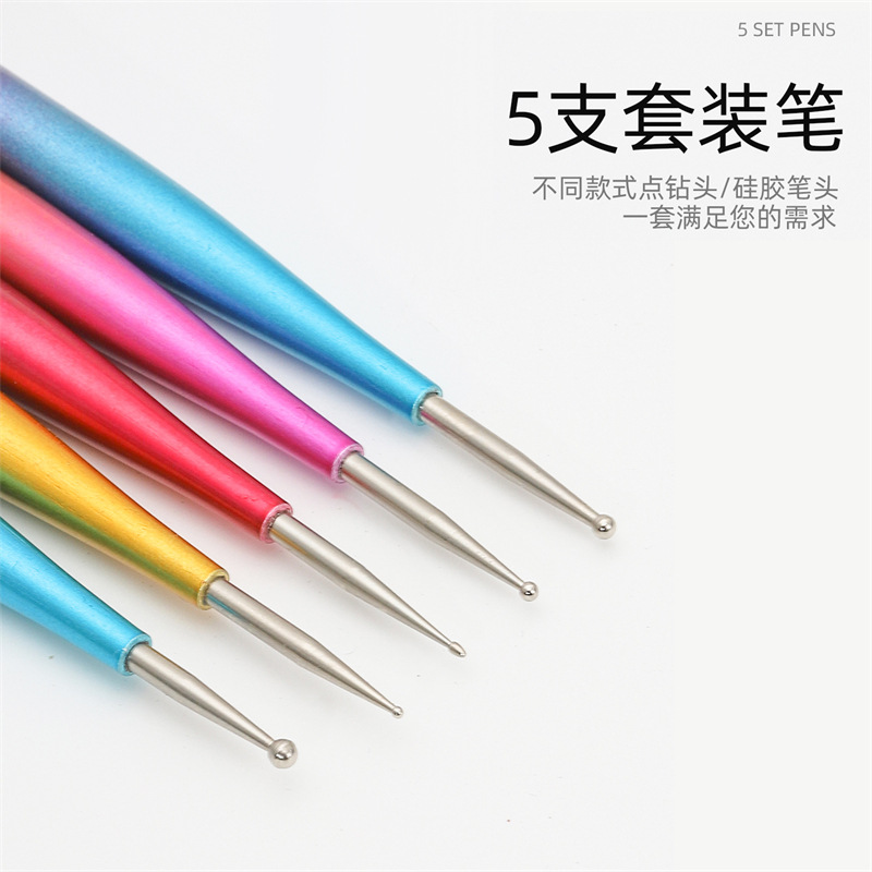 Cross-border especial de 5 piezas galvanoplastia Barra de gradiente de color mágico de doble cabeza de uñas de silicona taladro de la pluma hueco talla de la pluma en relieve