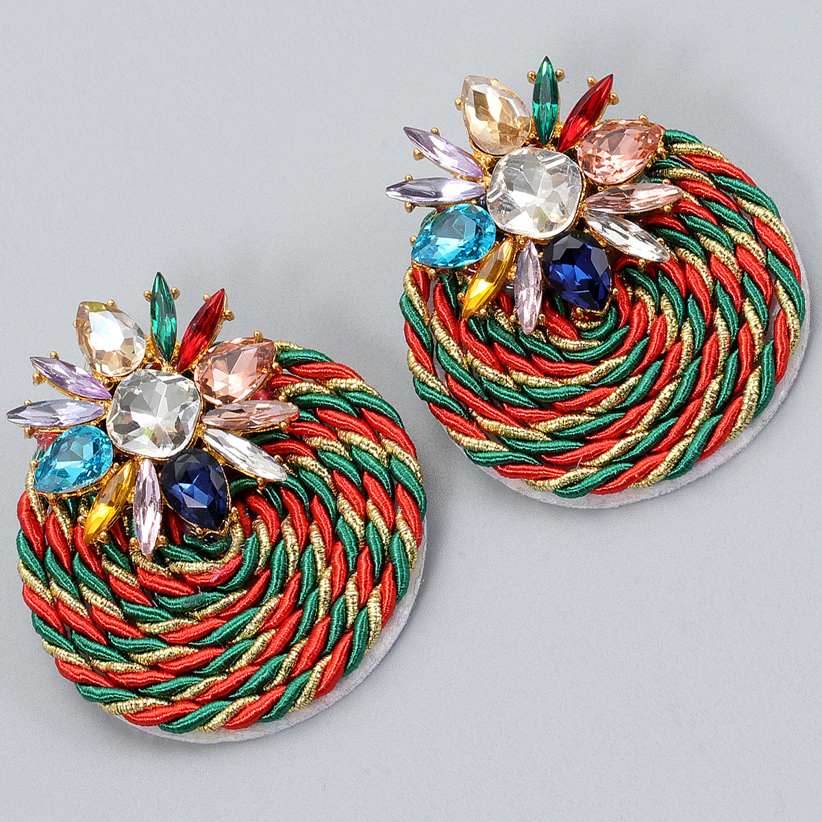 Fashion Colorful Round Braided Earrings Wholesale display picture 3