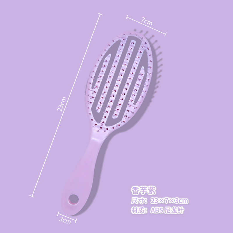 Peine de hueso hueco degradado rosa Peine de cojín de aire esponjoso con cabeza de cráneo alto Peine de masaje de airbag de cabello rizado anti-largo en el hogar para damas