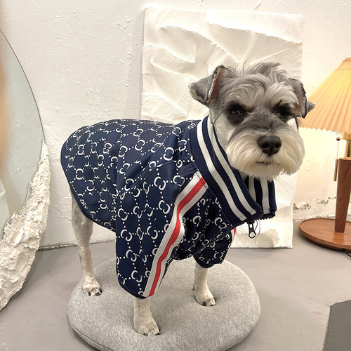 Cross-border foreign trade pet dog clothes small and medium-sized dog Schnauzer Teddy clothes autumn and winter sweatshirt striped webbing