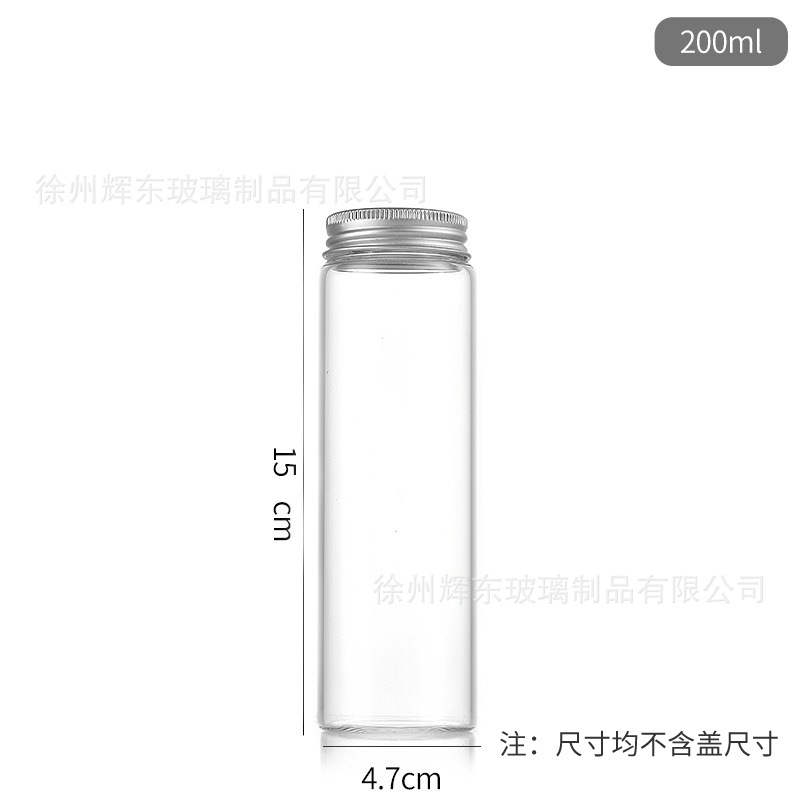 alto diámetro de botella de reactivo de borosilicato de 47 mm botella de tubo de aluminio de plata tapa de tornillo botella de deseo transparente botella de bordado tapa flotante botella