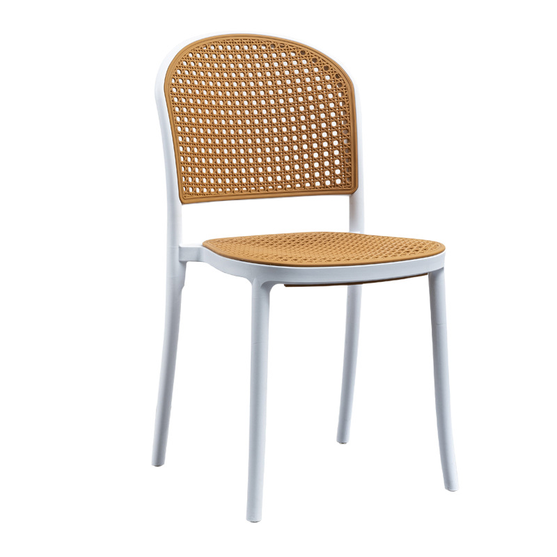 Sillas de comedor minimalistas de plástico con respaldo, sillas comerciales para sala de espera, sillas de comedor informales de ratán, estilo wabi-sabi, engrosadas para uso doméstico.