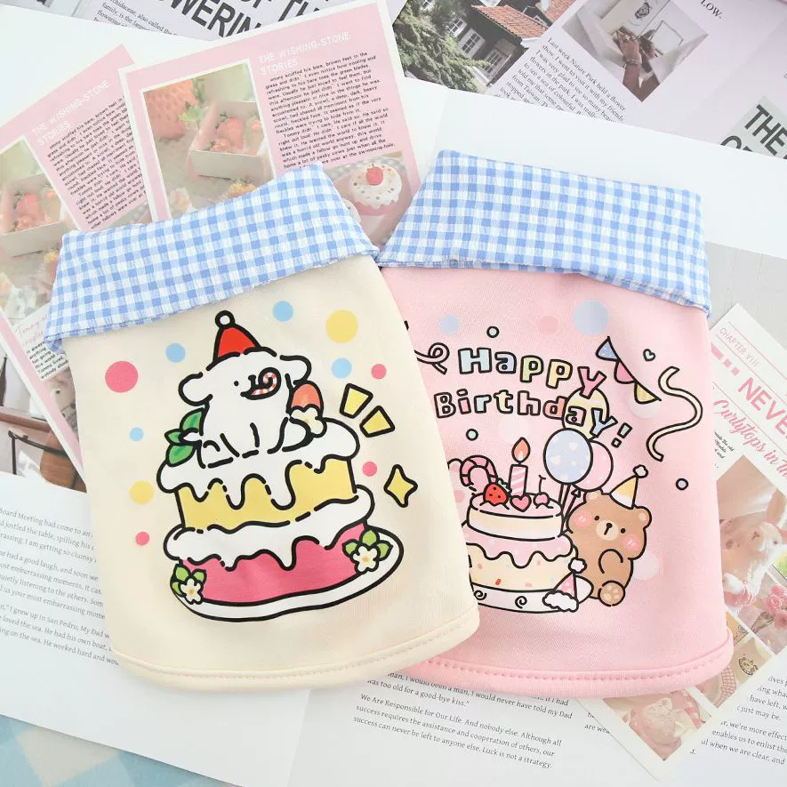 Весенне-летний милый клетчатый кардиган с воротником на день рождения, одежда принцессы в стиле кошек и собак, бишон, померанский шпиц, маленькие собаки, короткий стиль