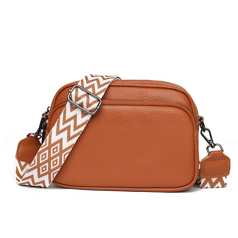 Bolso de piel de vaca de primera capa Bolso de hombro con patrón de lichi de cuero de moda transfronteriza para mujer Bolso cuadrado pequeño de mensajero de todo fósforo de comercio exterior