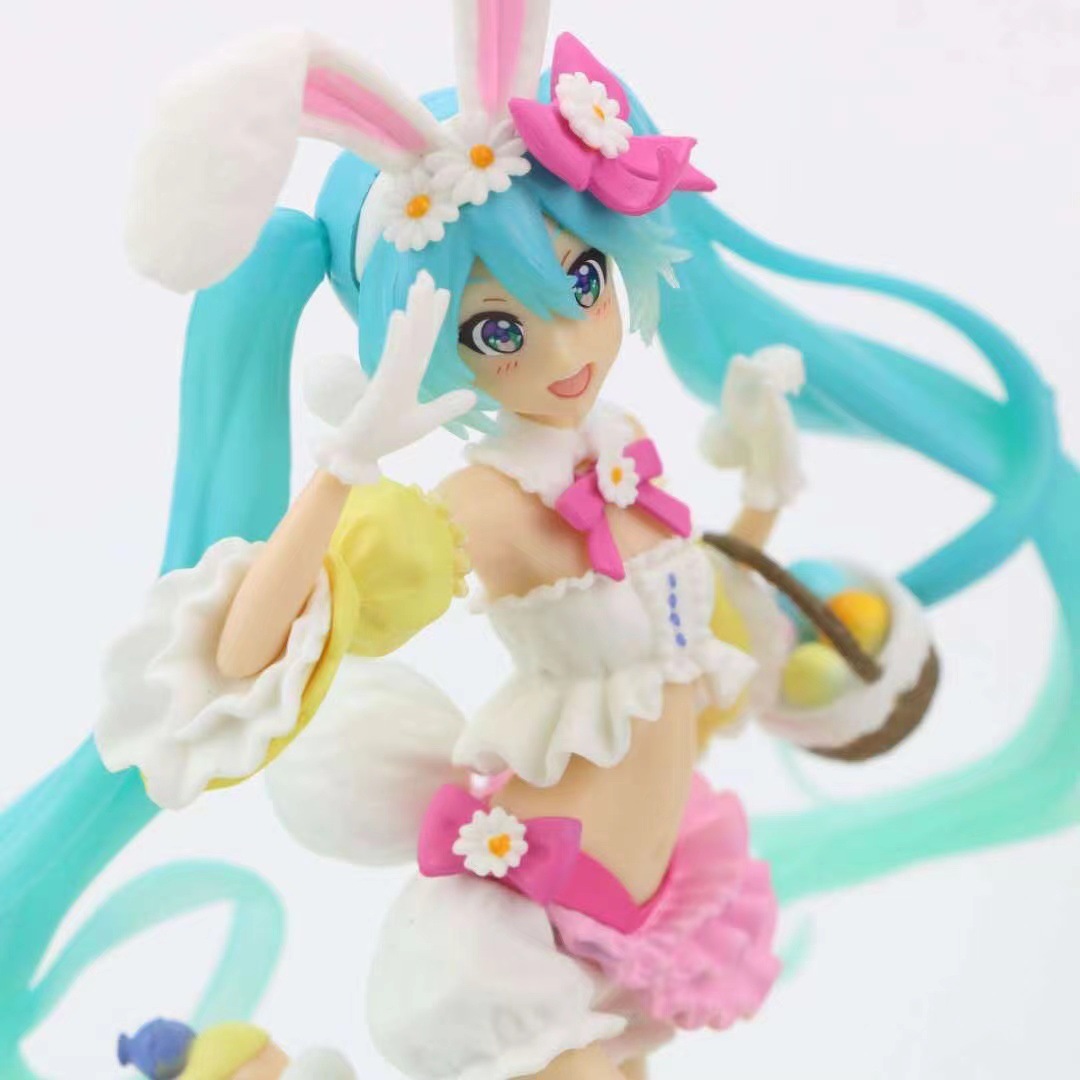 Hatsune conejito hecho a mano anime bidimensional Junior Girl hecho a mano Orejas de conejo Hatsune modelo de escritorio decoración de la Caja