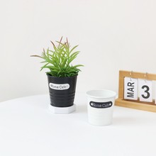 迷你铁皮小花盆桌面装饰收纳小桶仿真花装饰花盆小铁桶绿植套盆