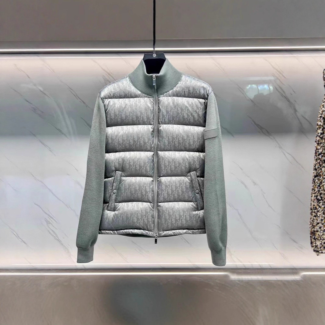 [in Stock] High-Quality Wool Knit down Jacket with Letter Design, Men's Autumn and Winter White Duck down Warm Coat