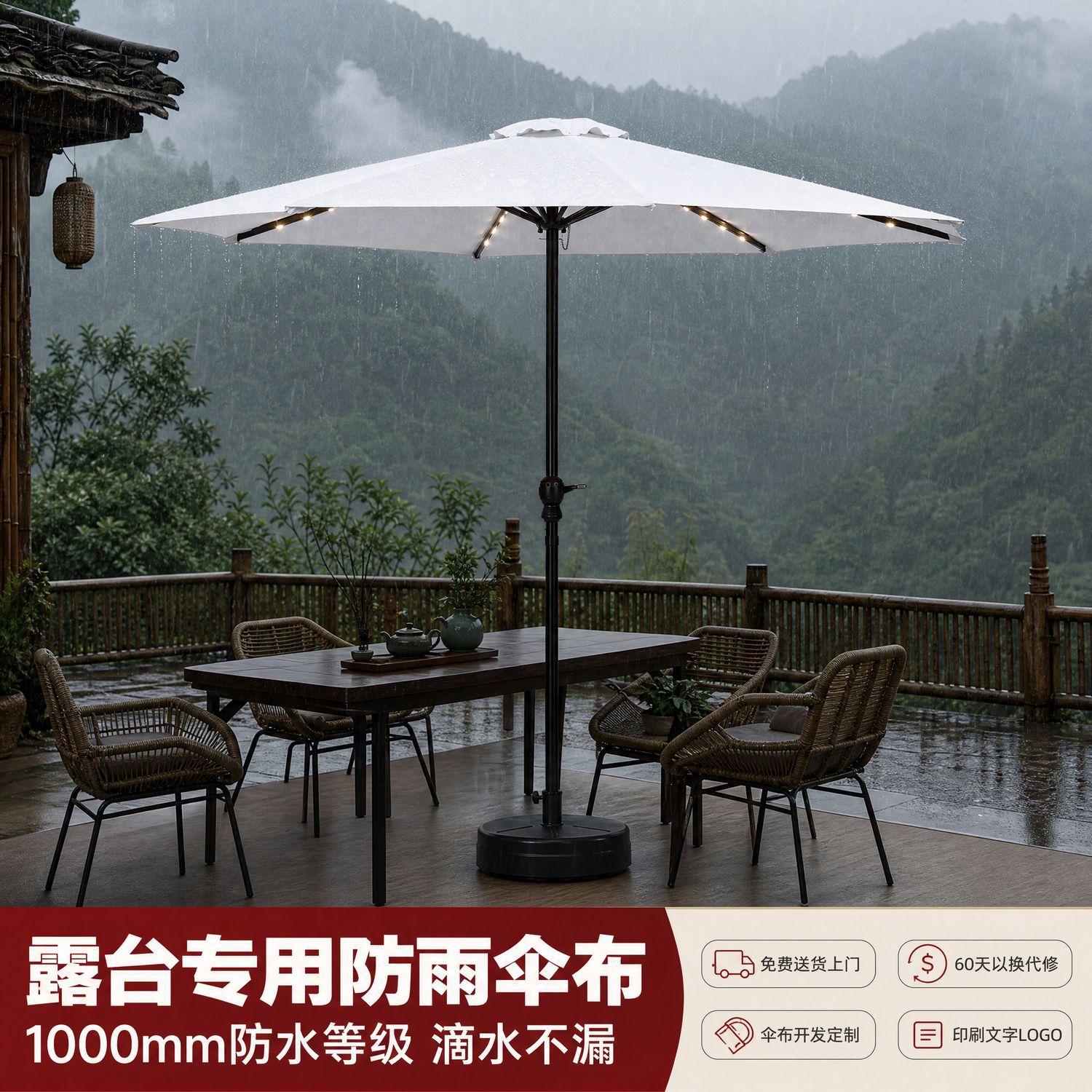 露台户外遮阳伞庭院伞摆摊咖啡厅门店专用中柱伞大太阳伞景区商用