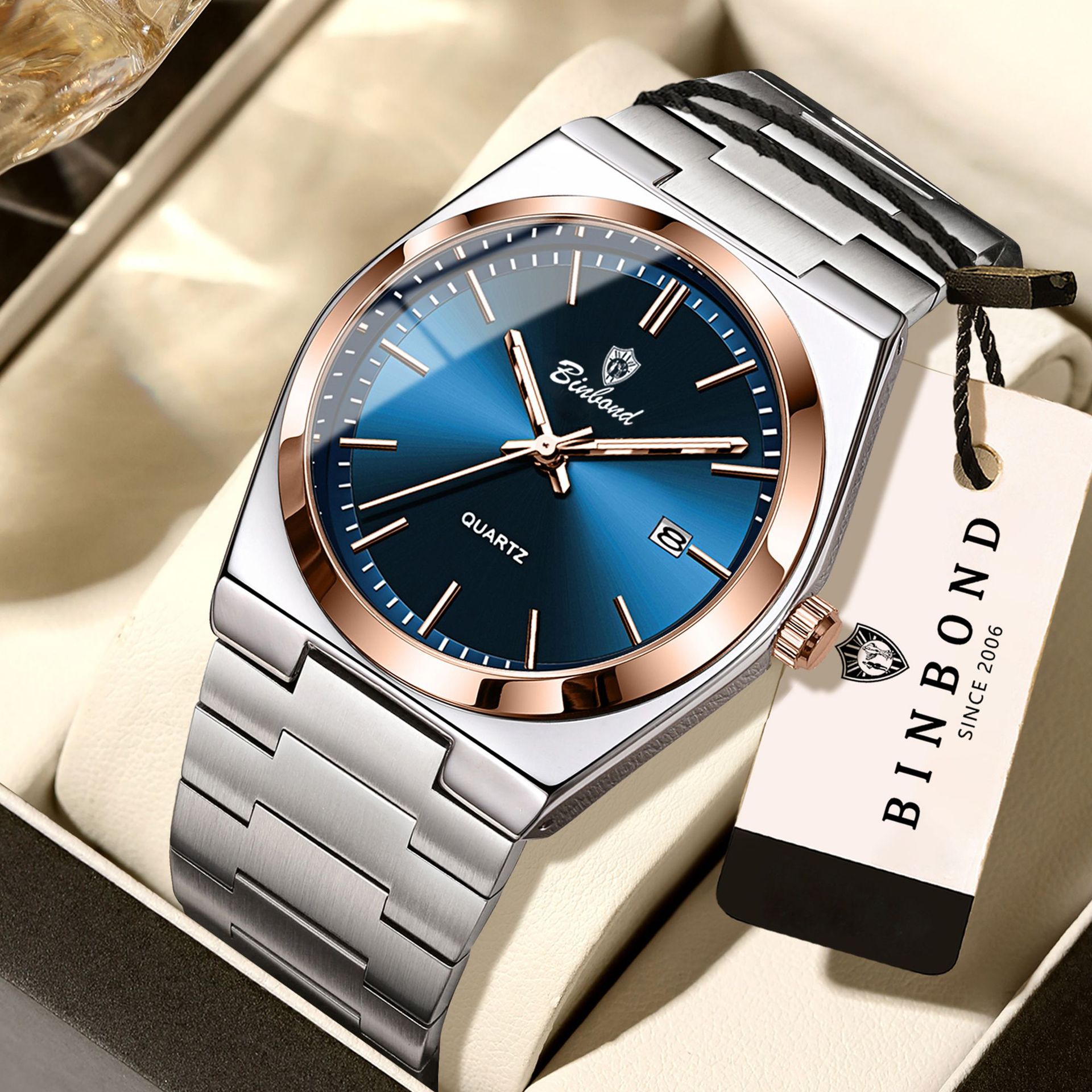 Binbang brand new ultra-thin men's watch waterproof luminous quartz watch gift non-mechanical explosions foreign trade