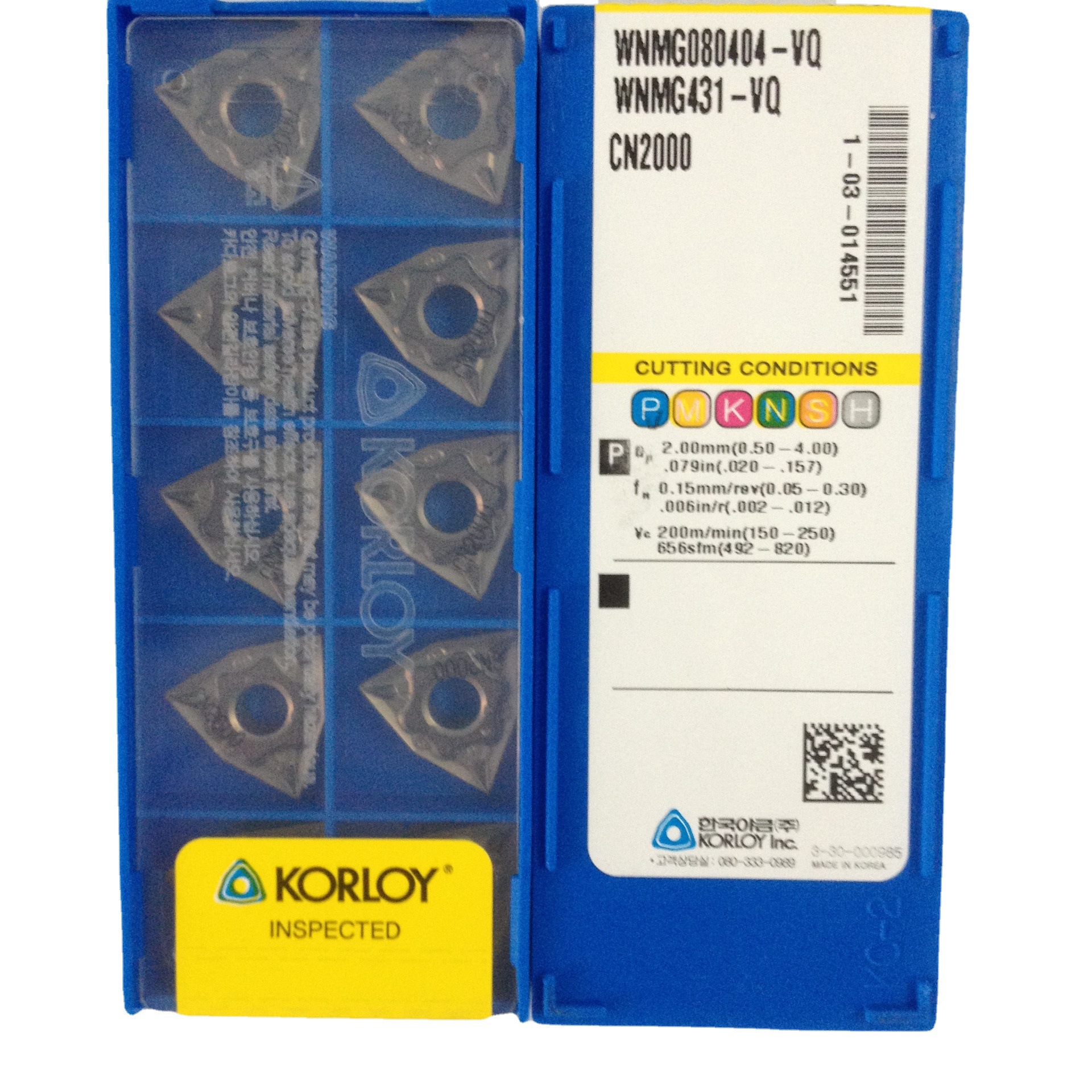 韩国KORLOY金属陶瓷开粗刀片WNMG080404/08VQ CN2000菱形80度刀粒