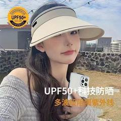 中空トップハット、大きなつば、中空トップUV日焼け止め帽子、女性用夏用日よけ帽子、多用途の顔を覆う折りたたみ式日よけ帽子