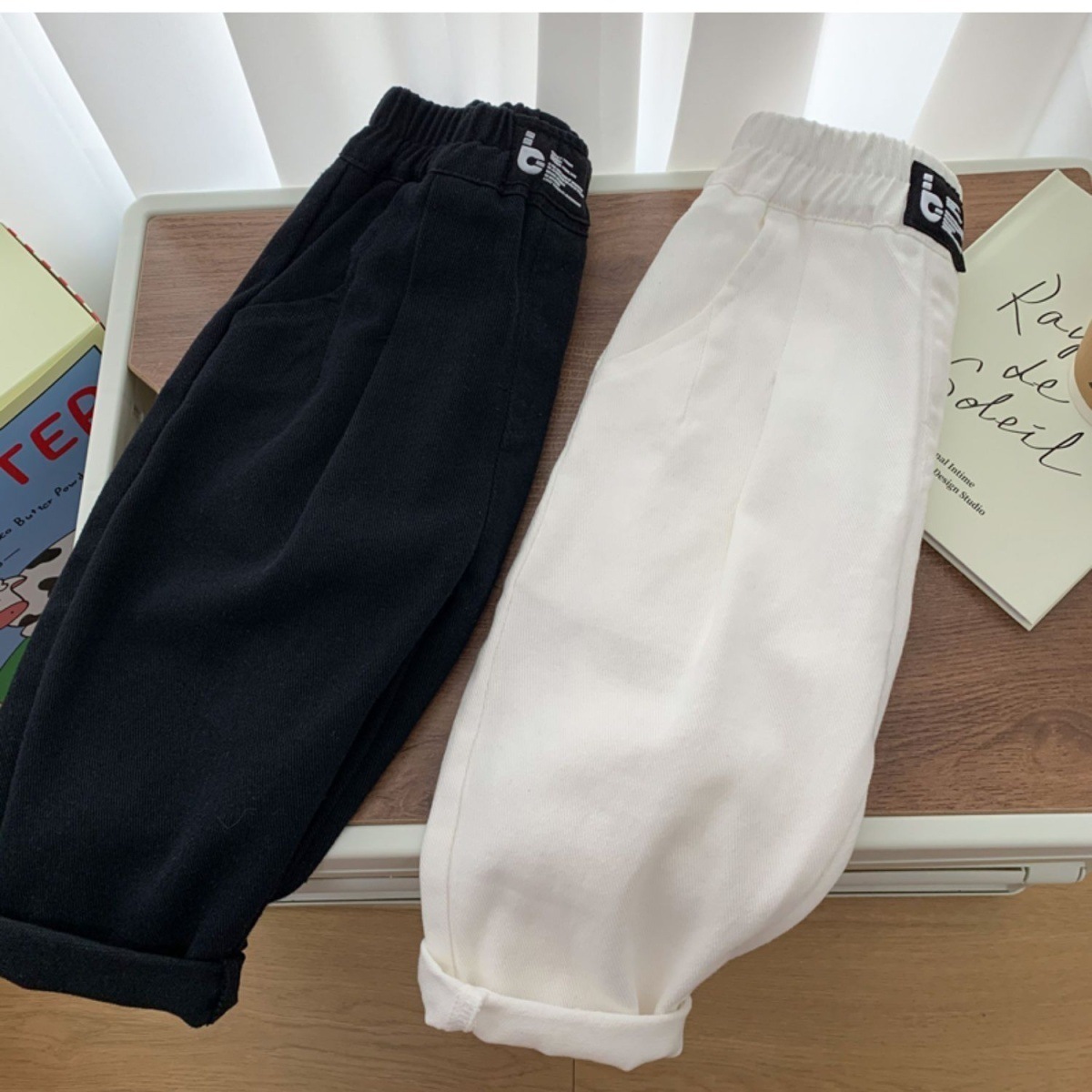 Pantalones para niños, pantalones casuales para bebés, primavera y otoño, primavera y otoño, estilo coreano para niños, pantalones callejeros, pantalones sueltos, pantalones antiguos