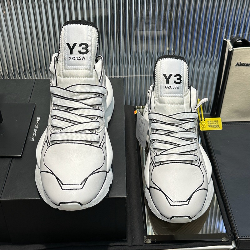 y3gz White Graffiti Punched Pure White Trendy Brand Dad Shoes Men's Black Warrior Pure Leather Thick-soled Ninja Shoes Small White Shoes