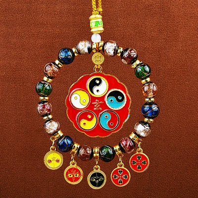 Car hanging – 2025 Explosions Yellow God of Wealth - fragrant-ash-glazed-five-way-god-of-wealth-five-elements-red-tai-chi