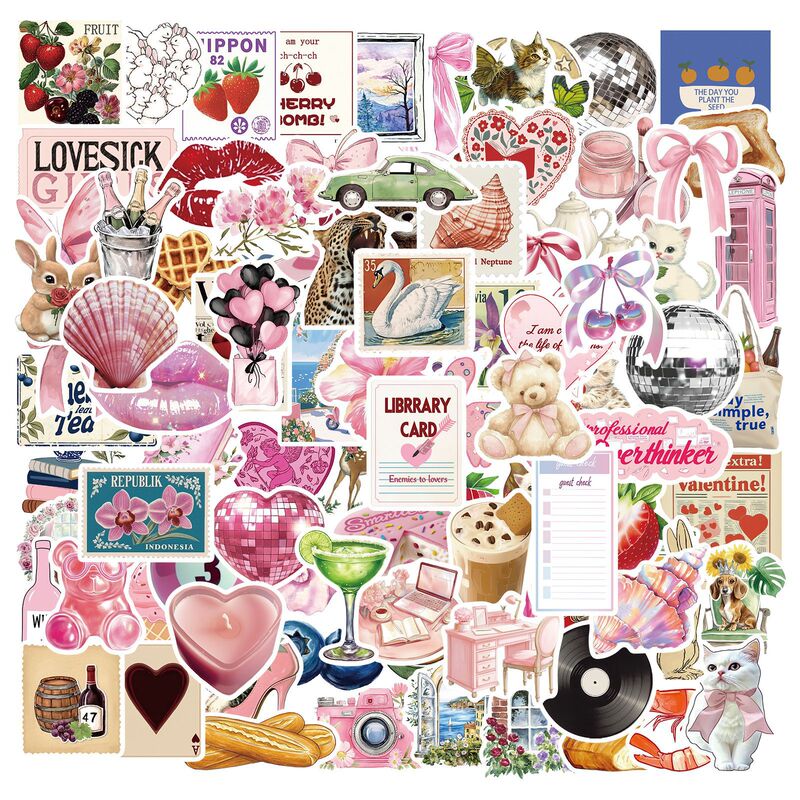 100 Cartoon Pink Watercolor Paradise Girl Aesthetic Stickers Cartoon Ins Waterproof Decorative Stickers for Water Bottles and Notebooks 100 Cartoon Pink Watercolor Paradise Girl Aesthetic Stickers Cartoon Ins Waterproof Decorative Stickers for Water Bottles and Notebooks