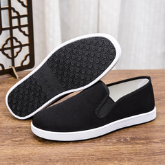 Old Beijing Men's Cloth Shoes, Thick-Soled Men's Shoes for Larger Sizes, Comfortable and Breathable for Middle-Aged and Elderly, Square-Toe, Durable Work Shoes
