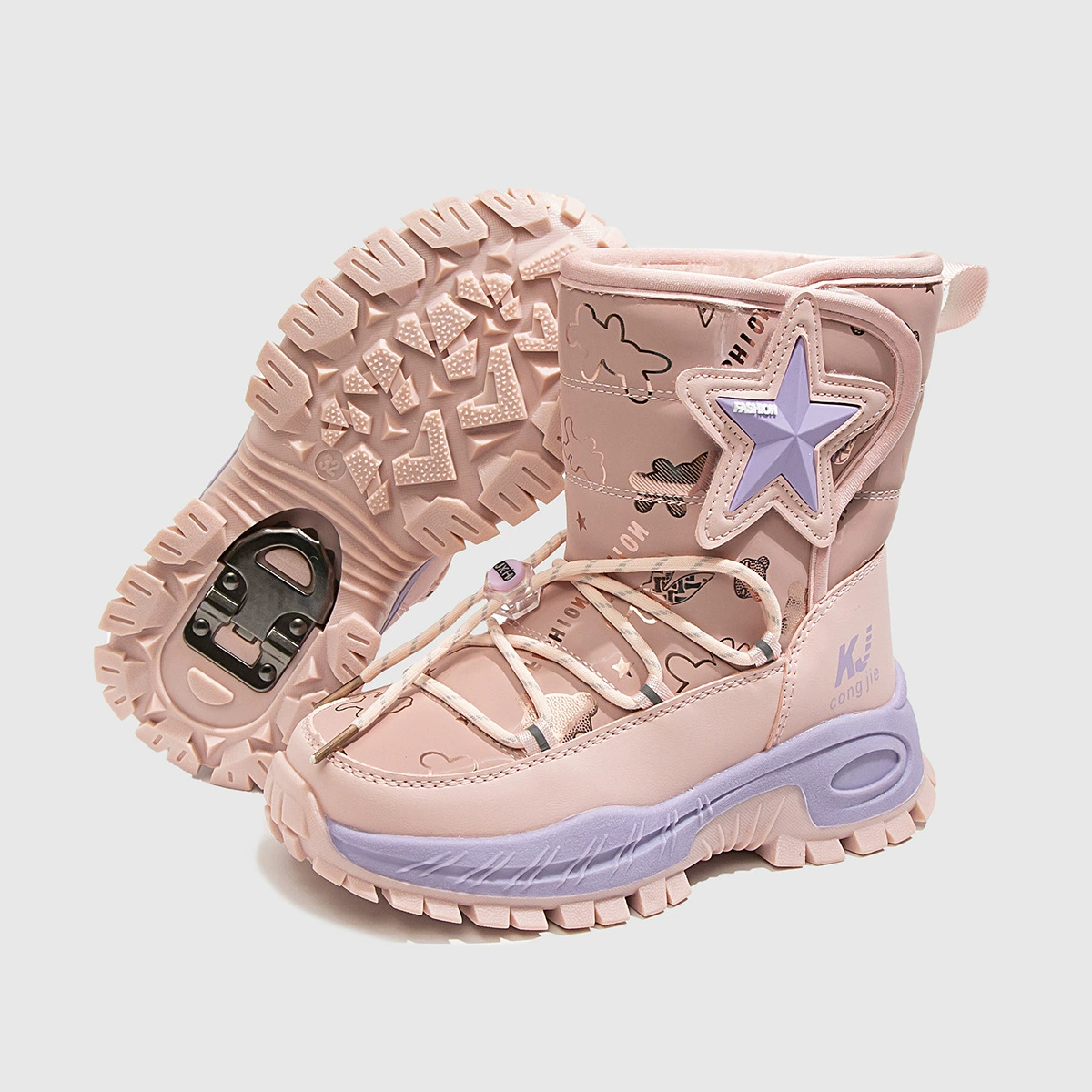 Теплые зимние сапоги для мальчиков и девочек, подходящие для занятий холодным зимним спортом на открытом воздухе, с шипами на подошве