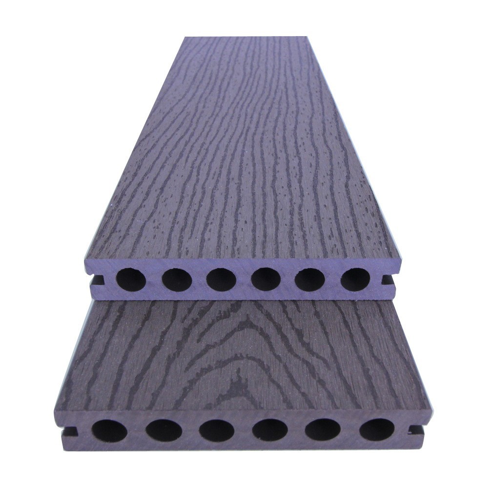En stock Piso de madera y plástico 138*23 imitación madera grano compuesto piso hueco agujero redondo placa jardín ingeniería municipal al aire libre