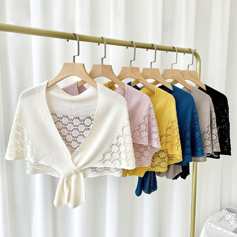 Nuevo estilo coreano primavera y otoño chal de punto decoración de protección solar para mujer chal universal con aire acondicionado bufanda de protección del cuello de la habitación