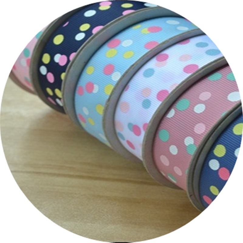 25mm彩色圆点罗纹丝带 AY463姚明螺纹带 蝴蝶结花饰辅料带