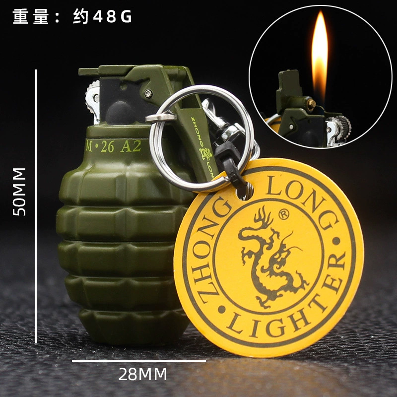 Zhonglong creativo inflable directo encendedor a prueba de viento llama roja adornos personales tabaco de metal al aire libre al por mayor