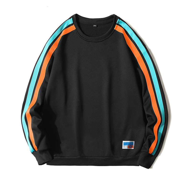 Fashionable Brand Sweatshirt Men's Stripesd Round Neck Spring & Fall Men's Korean Style Slim Youth Casual Versatile Personalized Top Jacket