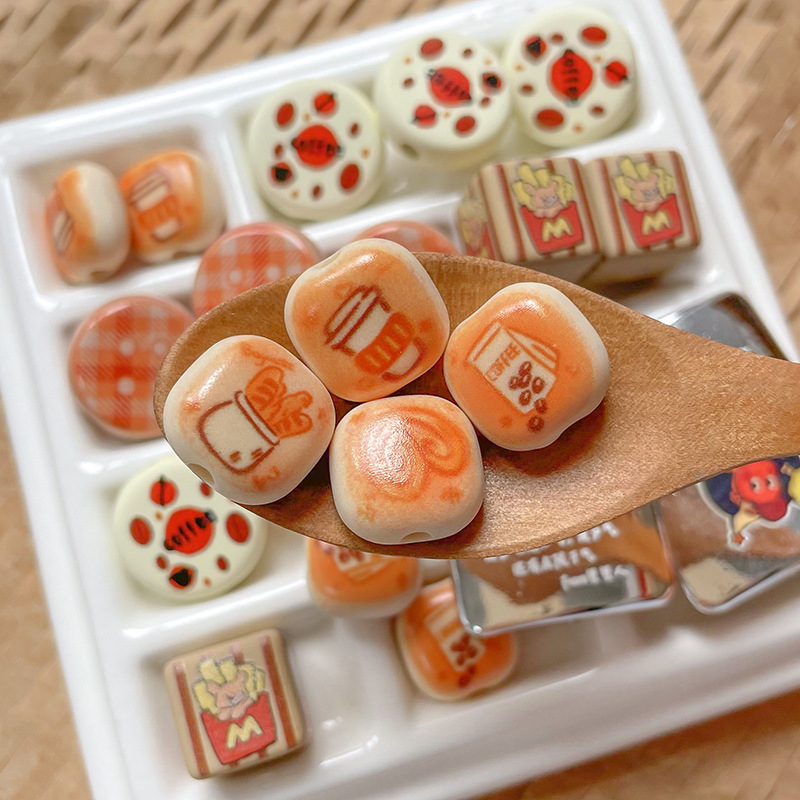 アクリルパン食品カラーコッキースタービーズルースビーズ diy 手作りブレスレットネックレスビーズ素材|undefined