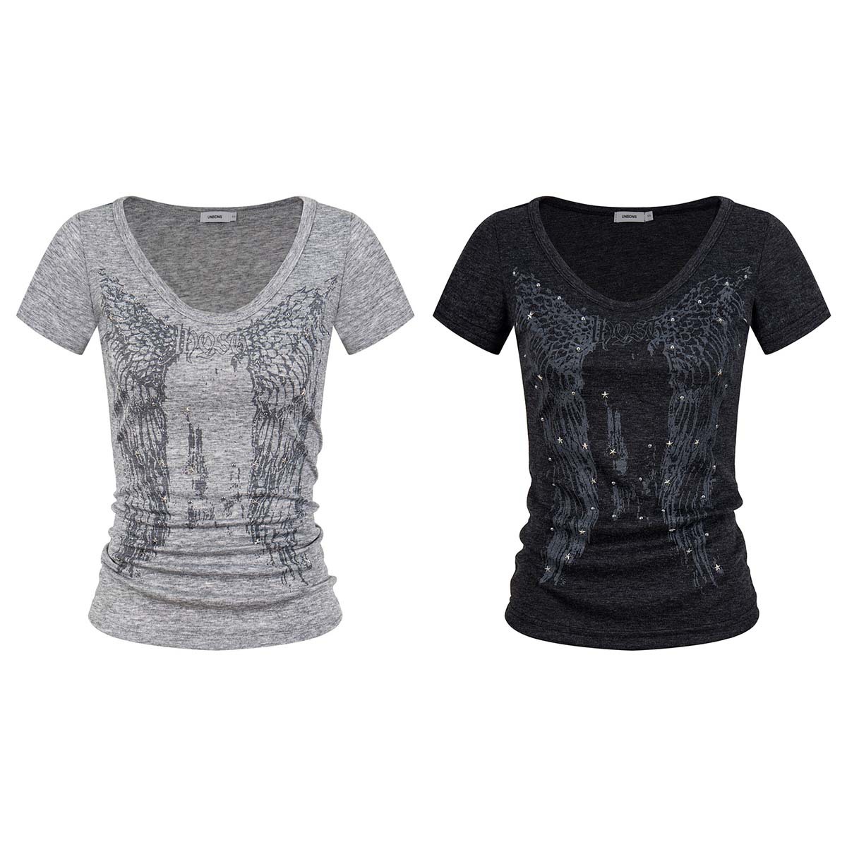 UNBDNS y2k Subculture Short-Sleeved Printed Slim Fit V-Neck T-Shirt for Women, Summer Style, Vintage Light Asian Top