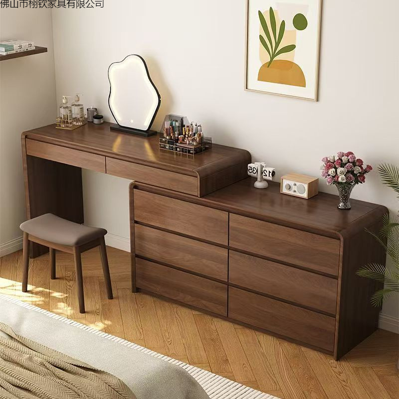 Yayue Coffee Table Walnut Dresser Cupboard Integrated Modern Bedroom Solid Wood Dressing Table Small Apartment Storage Locker