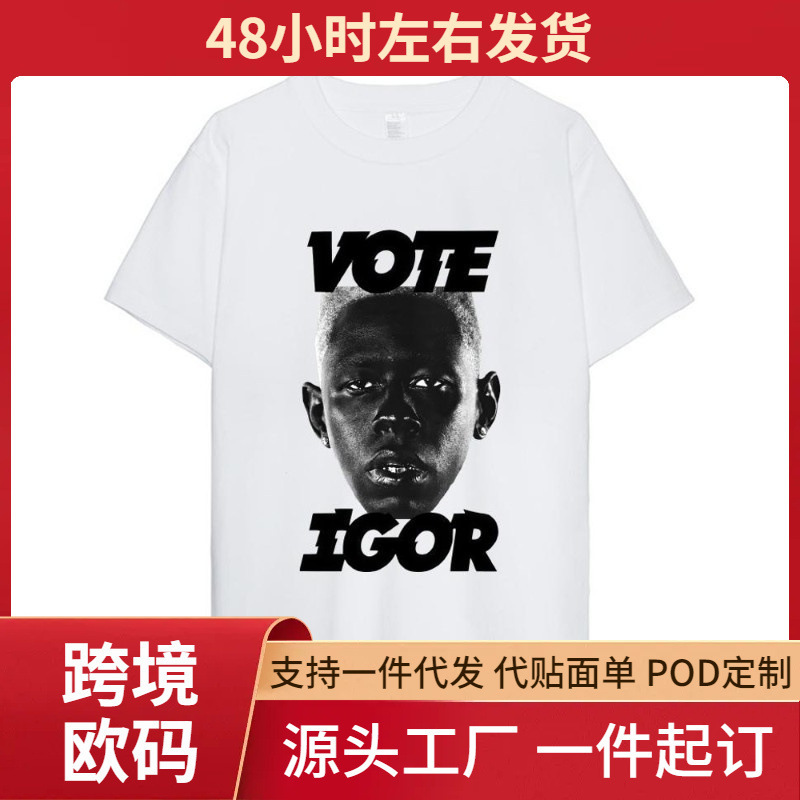 Cross-Border Aliexpress Taylor Creator Igor T-Shirt Women's Couple Combination Clothes Short-Sleeved Collar Fashion Men's Cotton