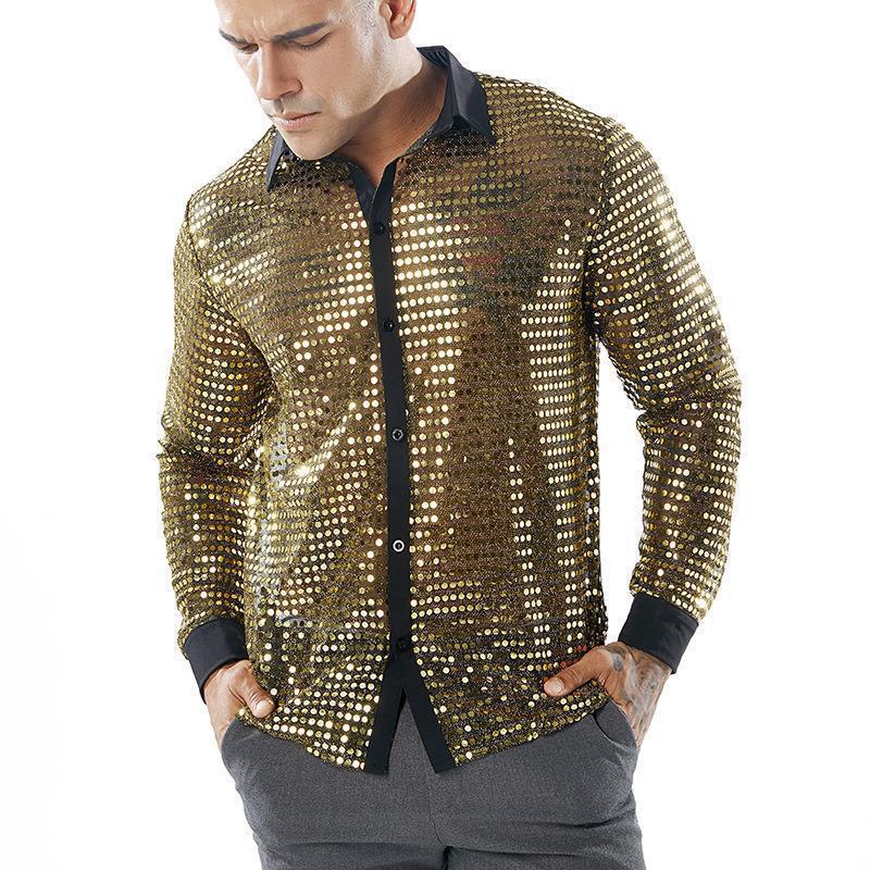 Men's Long-Sleeved Performance Clothing Amazon Export Scale Shirt Long-Sleeved Collar 70S Disco Party Ready Stock Men's Long-Sleeved Performance Clothing Amazon Export Scale Shirt Long-Sleeved Collar 70S Disco Party Ready Stock