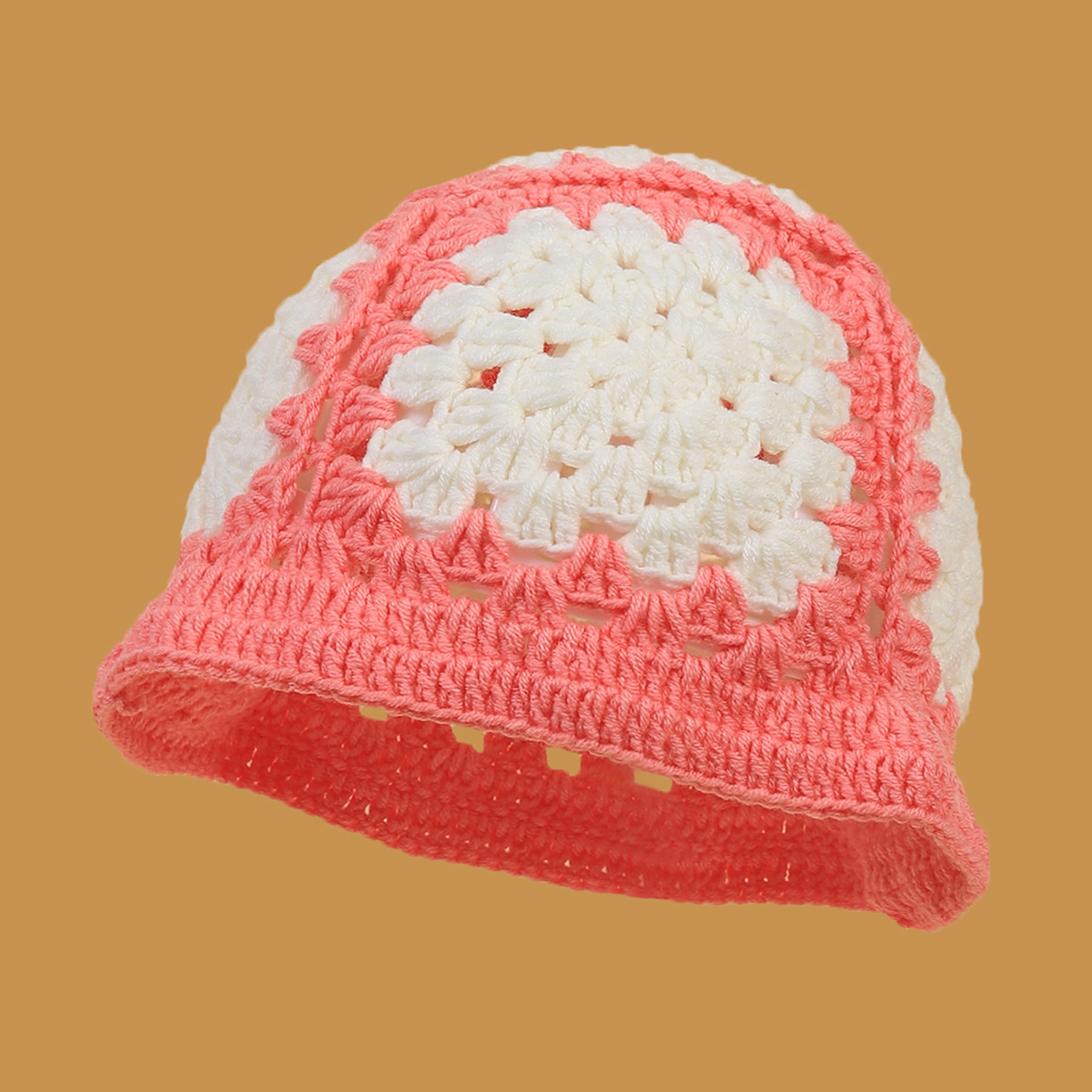 Cappello invernale in lana retrò con fiore cavo lavorato a maglia fatto a mano, cappello versatile dolce da donna autunno e inverno_voghion.com