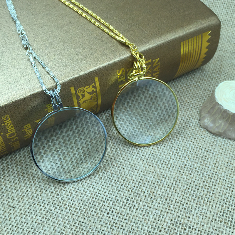 便携挂链扩大镜玻璃镜片精美项链阅读看书报放大镜小礼品12092