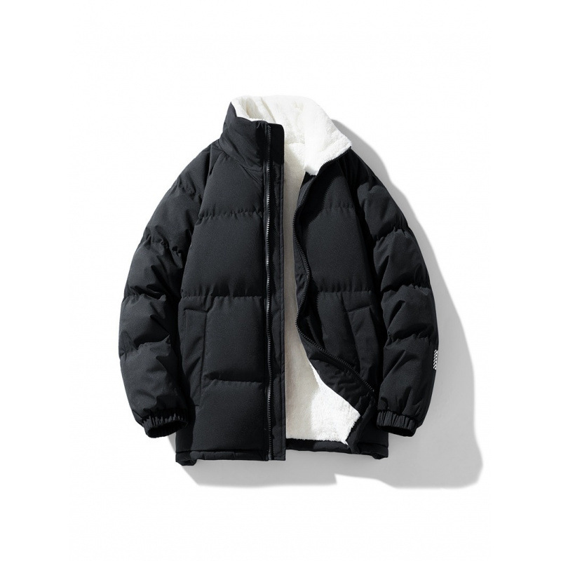 Invierno simple cordero de cachemira grueso de cuello de algodón hombre retro pareja abrigo de algodón cálido