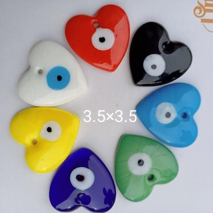 Turkish Peach Heart Pendant Blue Eye Pendant Creative Glass Cross-Border DIY Jewelry Necklace Bracelet Pendant