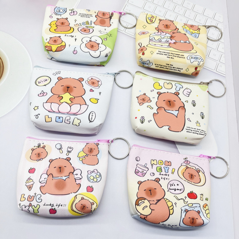 Cartoon New Coin Purse Key Ring Cute Student Bear High Value Coin with Wrist Small Purse Portable