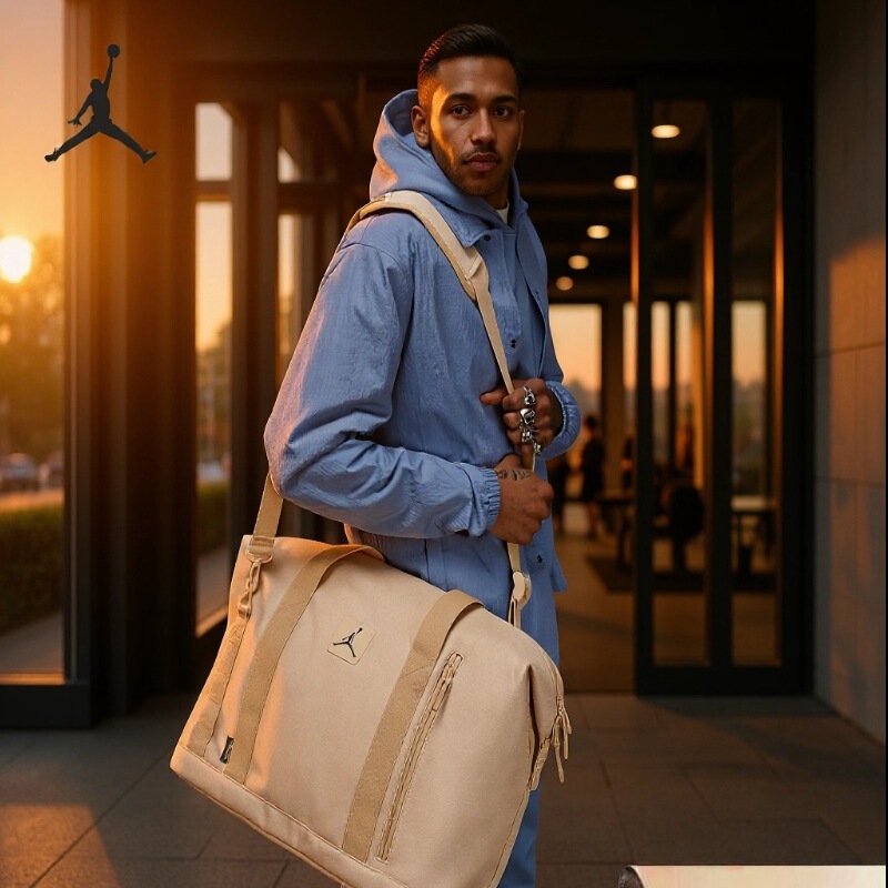 Nike Jordan Unisex Tote Bag with Two-Way Zipper and Large Capacity Luggage Bag Hf1865-011