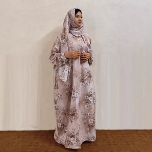 New Plus Size Women's Clothing Middle Eastern Muslim Women's Robe Traditional Scarf All-In-One Prayer Robe Fashionable 3D Digital Printing