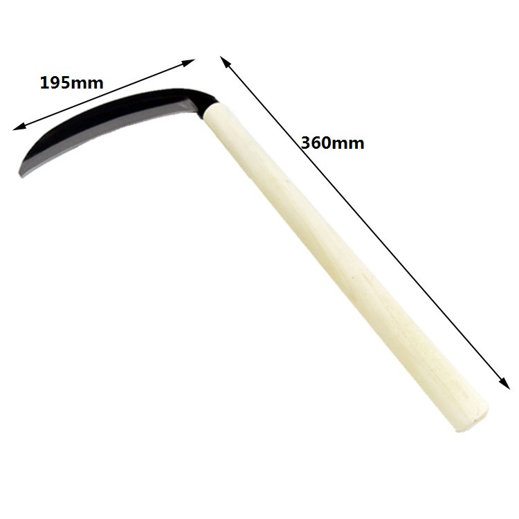 日式全钢三日月镰195农用木柄光口镰刀园艺除草镰割小麦水稻工具