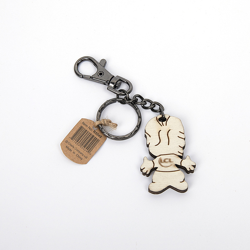 Llavero de madera grabado por láser productos de madera corte por láser letras láser marca de madera fábrica al por mayor