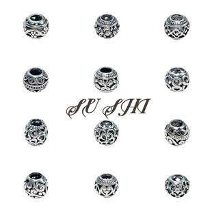 Xizang Silver Alloy 10mm Large Hole Beads Retro Cut Out Ball Handmade Bracelet Beaded Necklace Spacer Beads DIY Jewelry Accessories