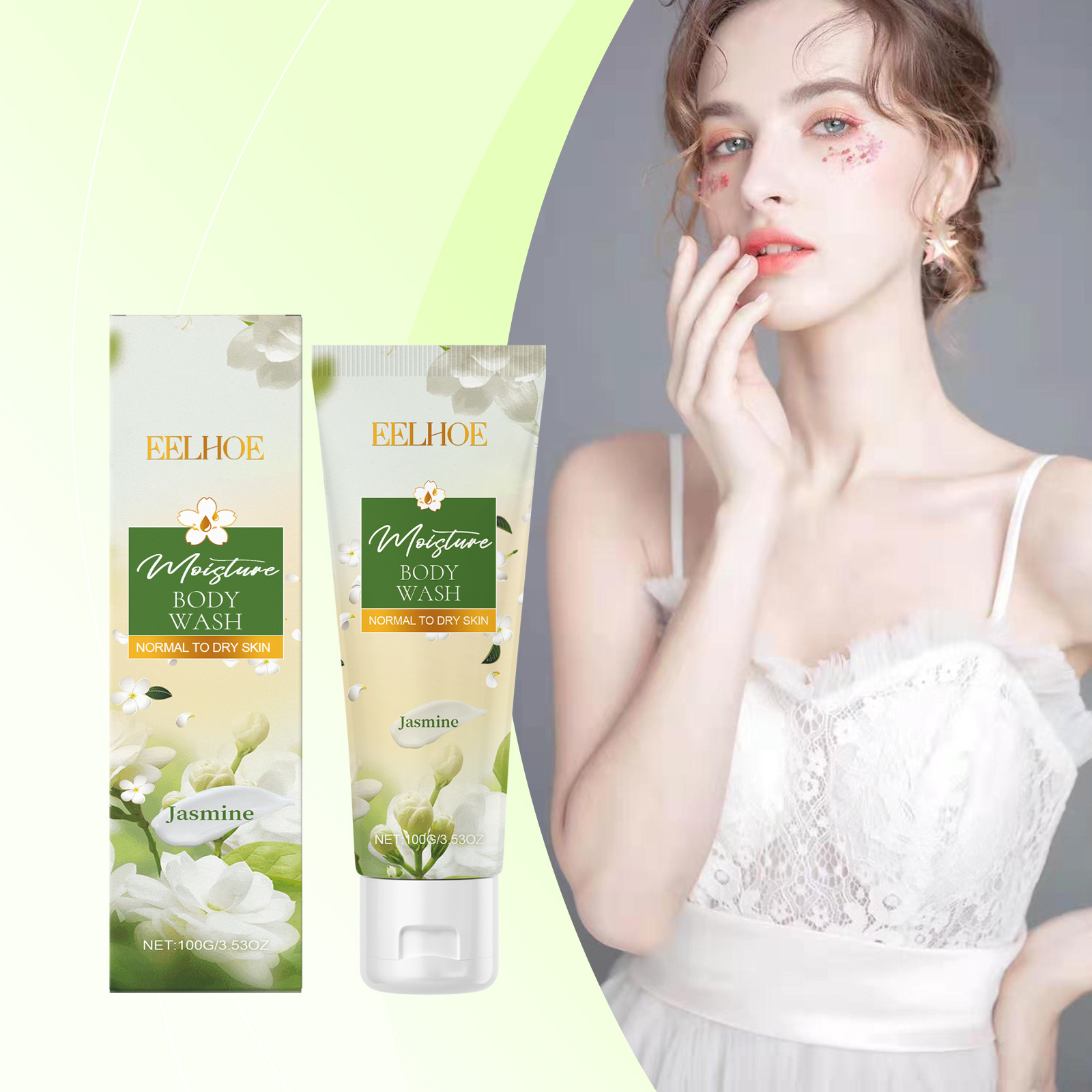 Jasmine hidratantni pomlađujući gel za tuširanje, nježno čišćenje kože tijela, glatki hidratantni mirisni gel za tuširanje_voghion.com